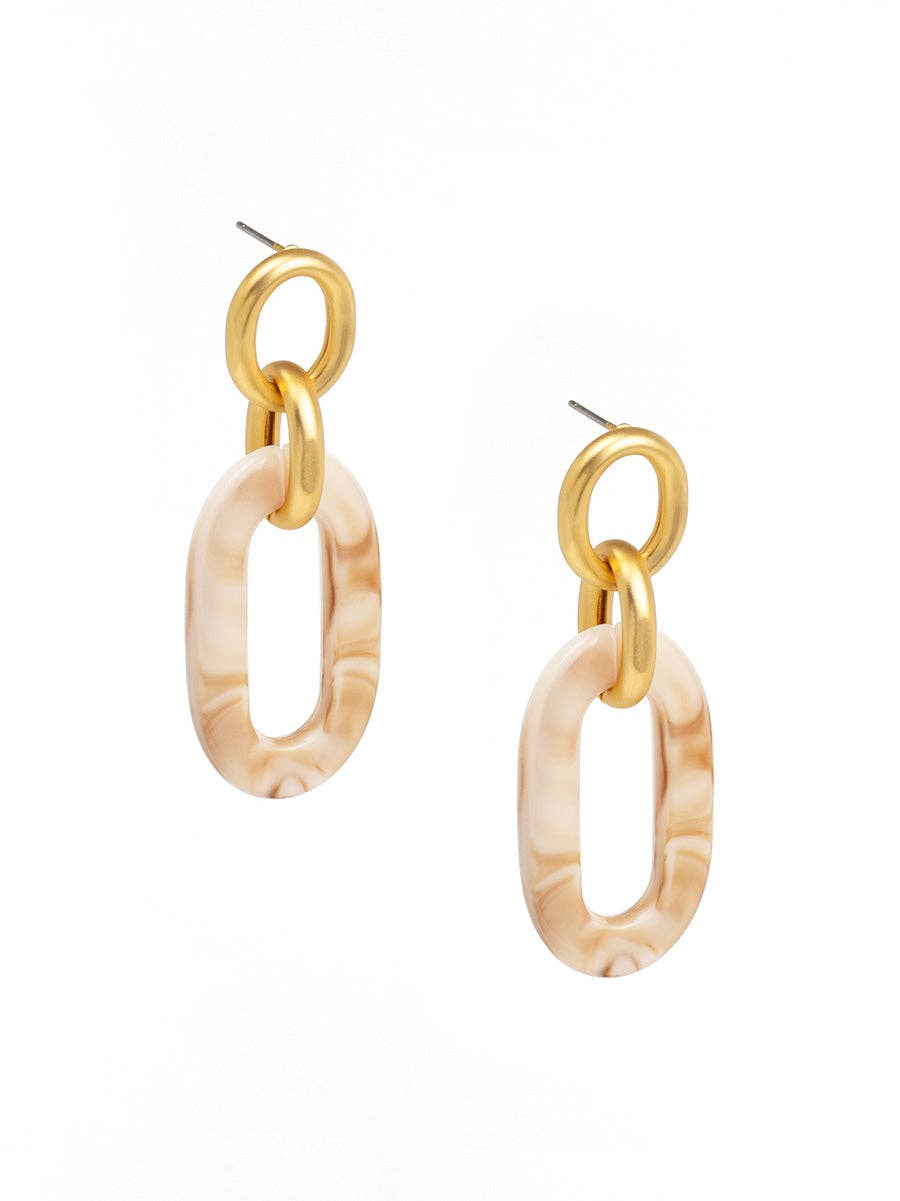 Marbled Beige Resin Drop Earring-Zenzii