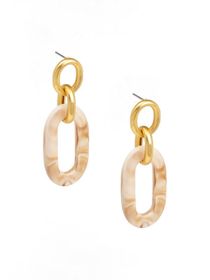 Marbled Beige Resin Drop Earring-Zenzii