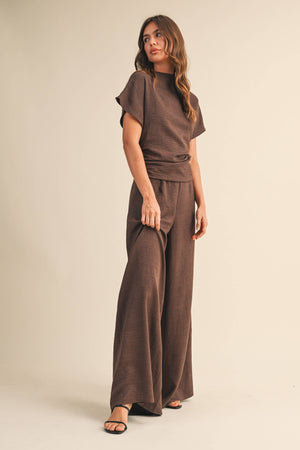 S/s Ruched Wide Leg Jumpsuit-Klesis - IJP3104