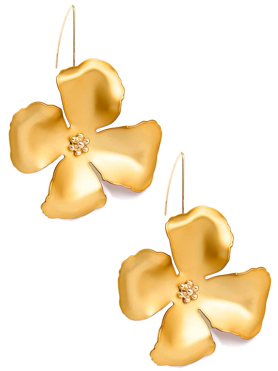 Metallic Hand Painted Flower Threader Drop Earring-Zenzii
