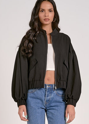 Bomber Jacket in Black - Elan