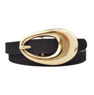 Genuine Suede Belt with Gold Tear Drop Buckle-Axesoria West -