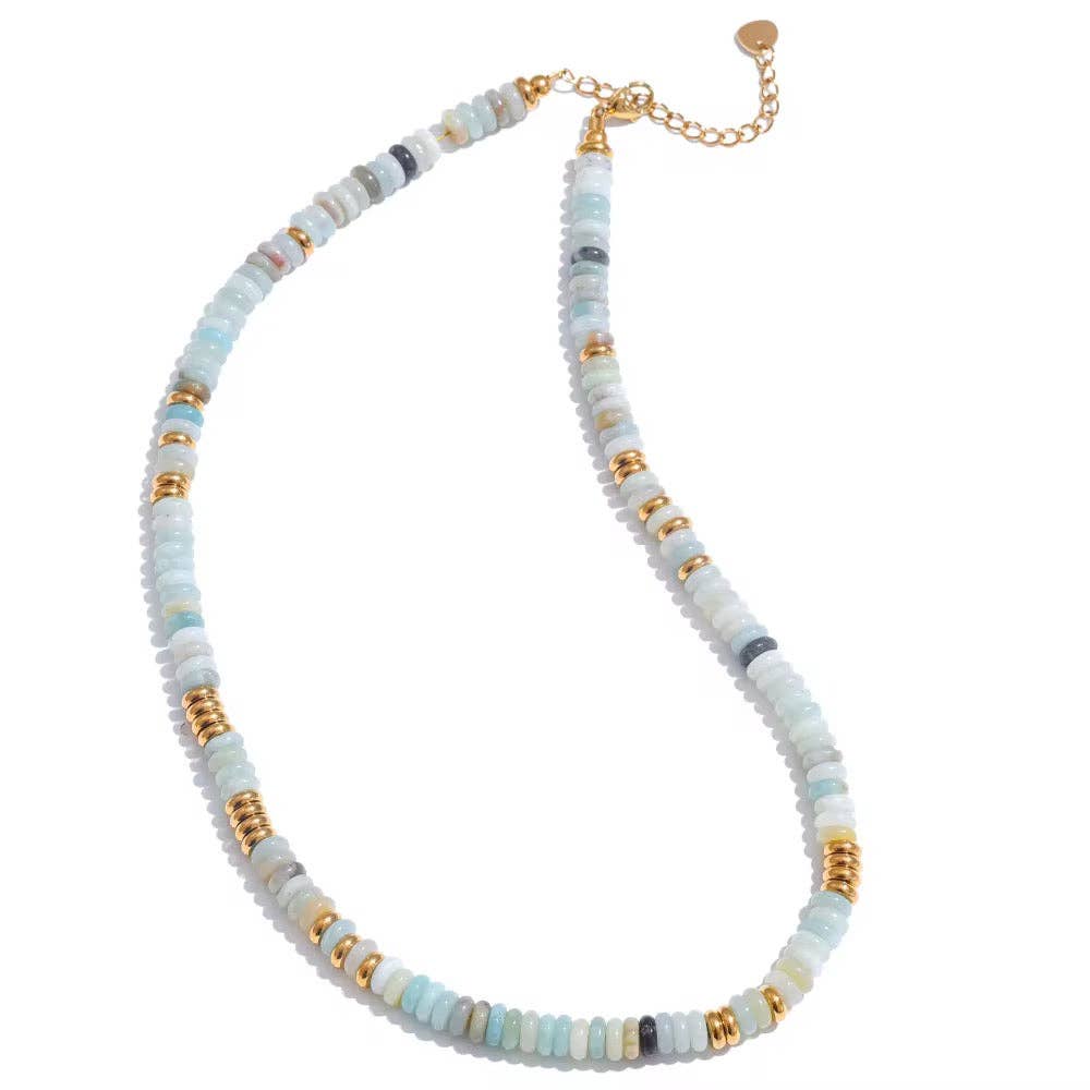 Amazonite Beaded Necklace-Sahira Jewelry Design