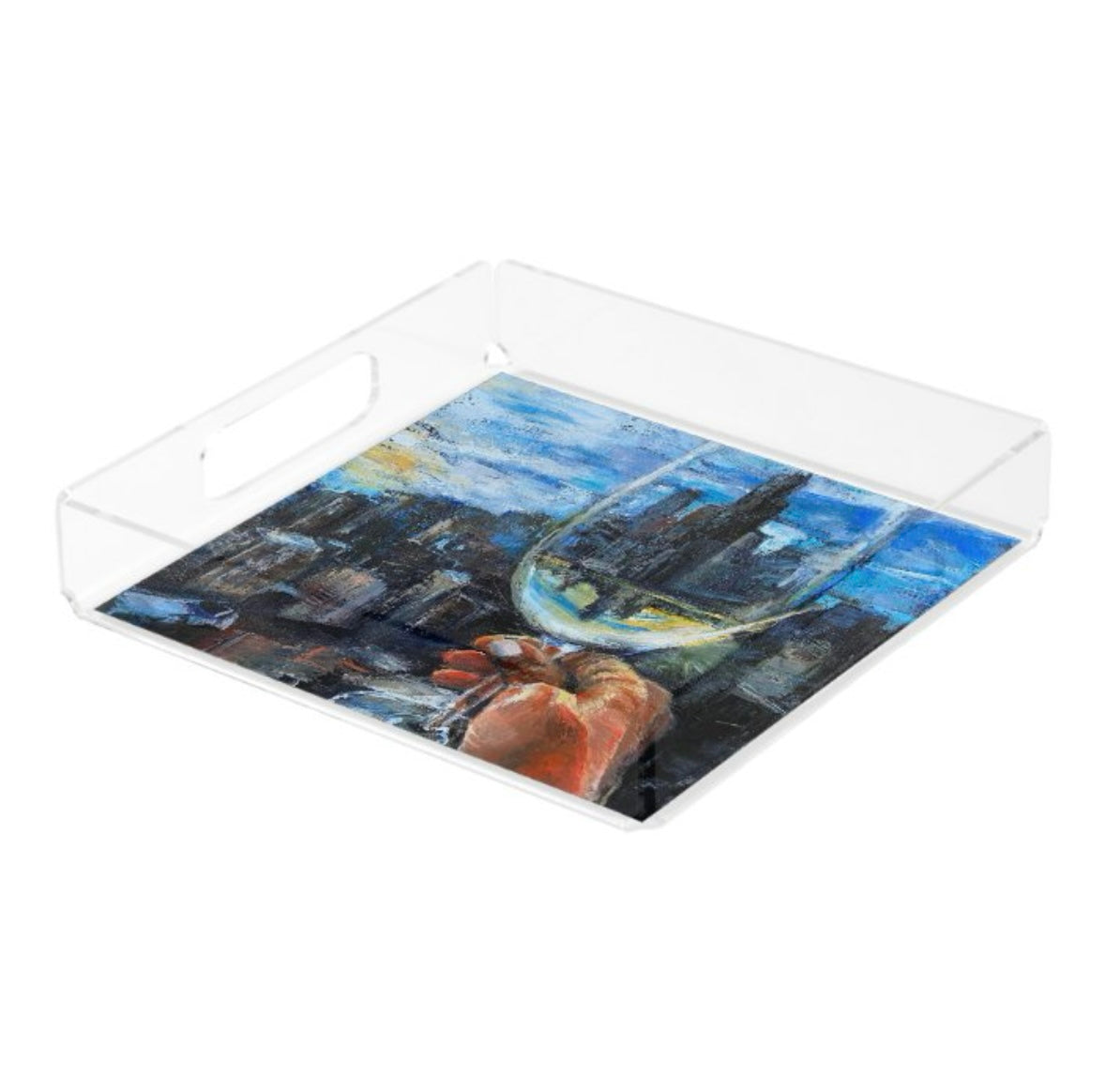 "Cheers" large acrylic tray-Donna j. West