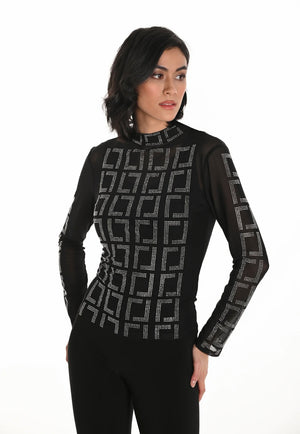 Mesh Top in Black and Silver - Frank Lyman