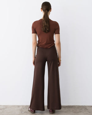 Ponte knit standard wide leg pant chocolate-Ripley Rader