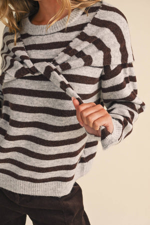 STRIPED SWEATER WITH SCARF SET-  Klesis - IT4895