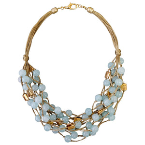 Chunky Blue Beaded Necklace- Bijoux Envie