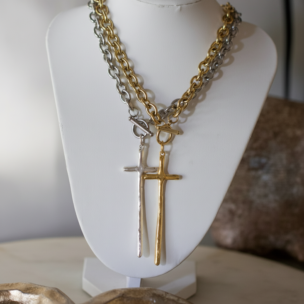Elongated Cross Toggle Necklace - Deep South Originals