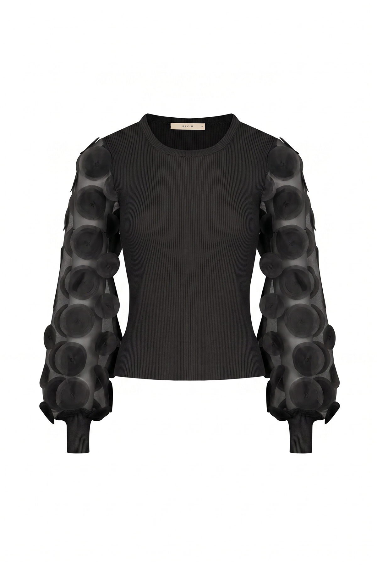 Long Sleeve Top with Mesh Detail-RIVIR AK568T
