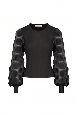 Long Sleeve Top with Mesh Detail-RIVIR AK568T