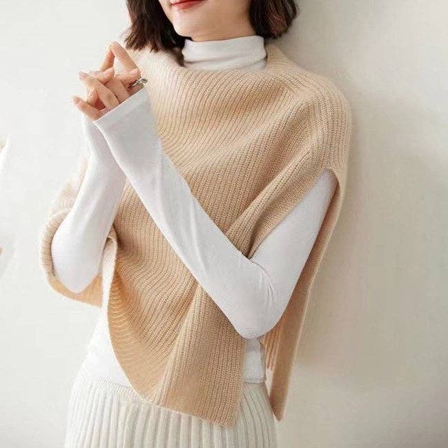 Side Split Knitted Shawl Scarf-Dipped MK2BLW6W6NSW117
