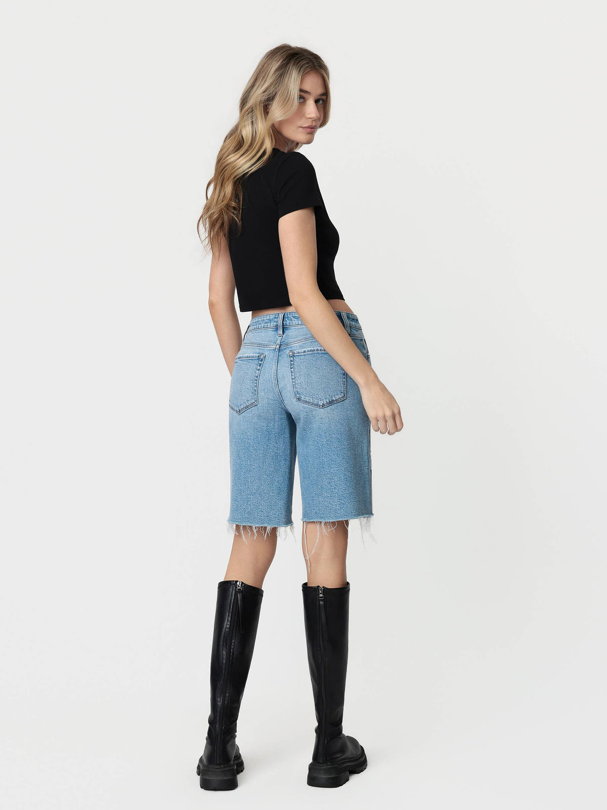 MID RISE RAW HEM JORTS-Vervet T7494