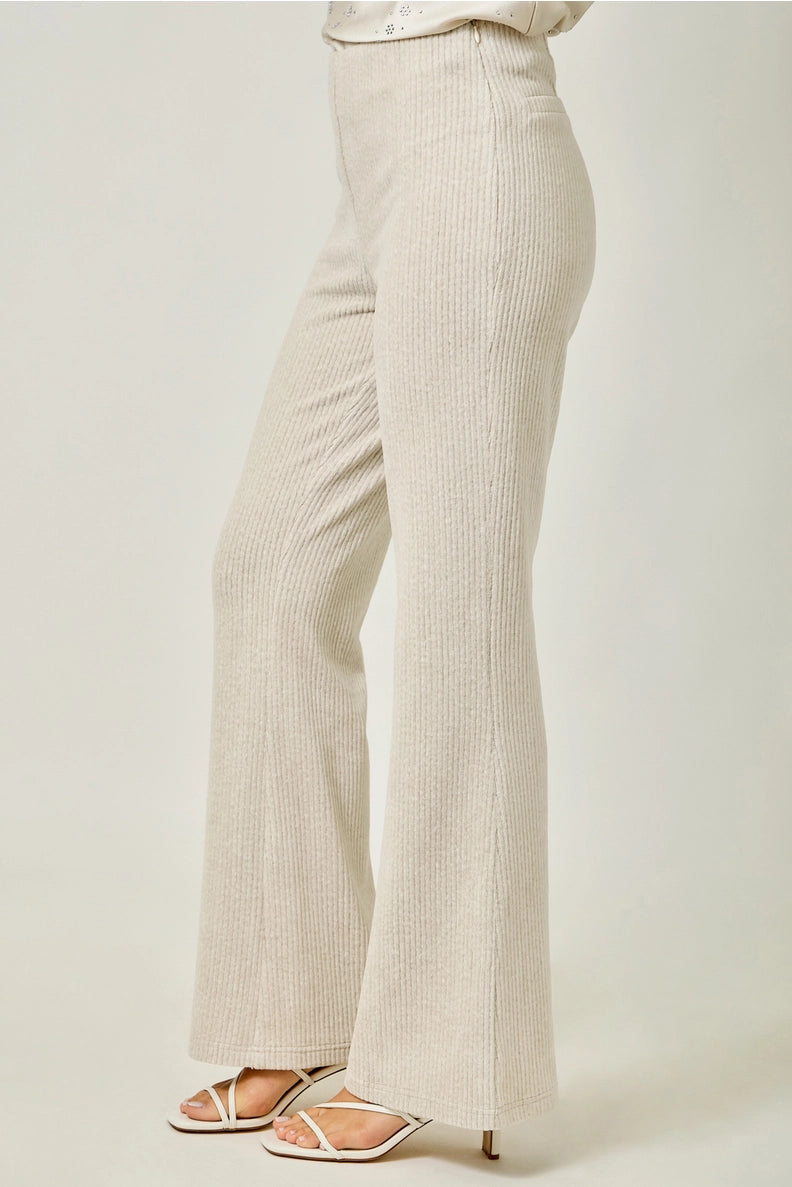 Velvet Corduroy Bootcut Trouser in Ivory - Mystree