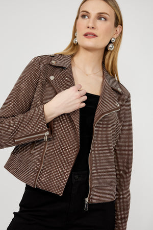 Knit Jacket with Studs in Mocha - Frank Lyman