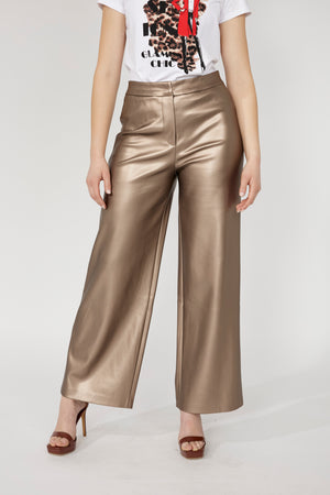 High Waisted Pleather Pant in Pewter - Frank Lyman