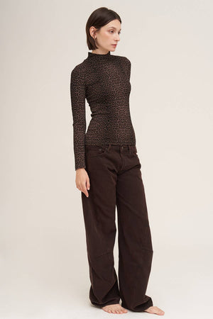 Leopard Mock Neck LS Top NIKIBIKI  NS8521