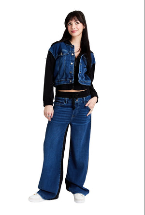 Denim french terry combo wide leg 93916-T1A6
