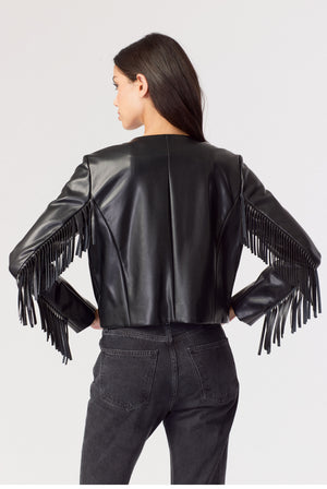 Fringe Faux Leather Cardi - J Society