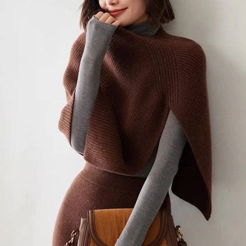Side Split Knitted Shawl Scarf-Dipped MK2BLW6W6NSW117