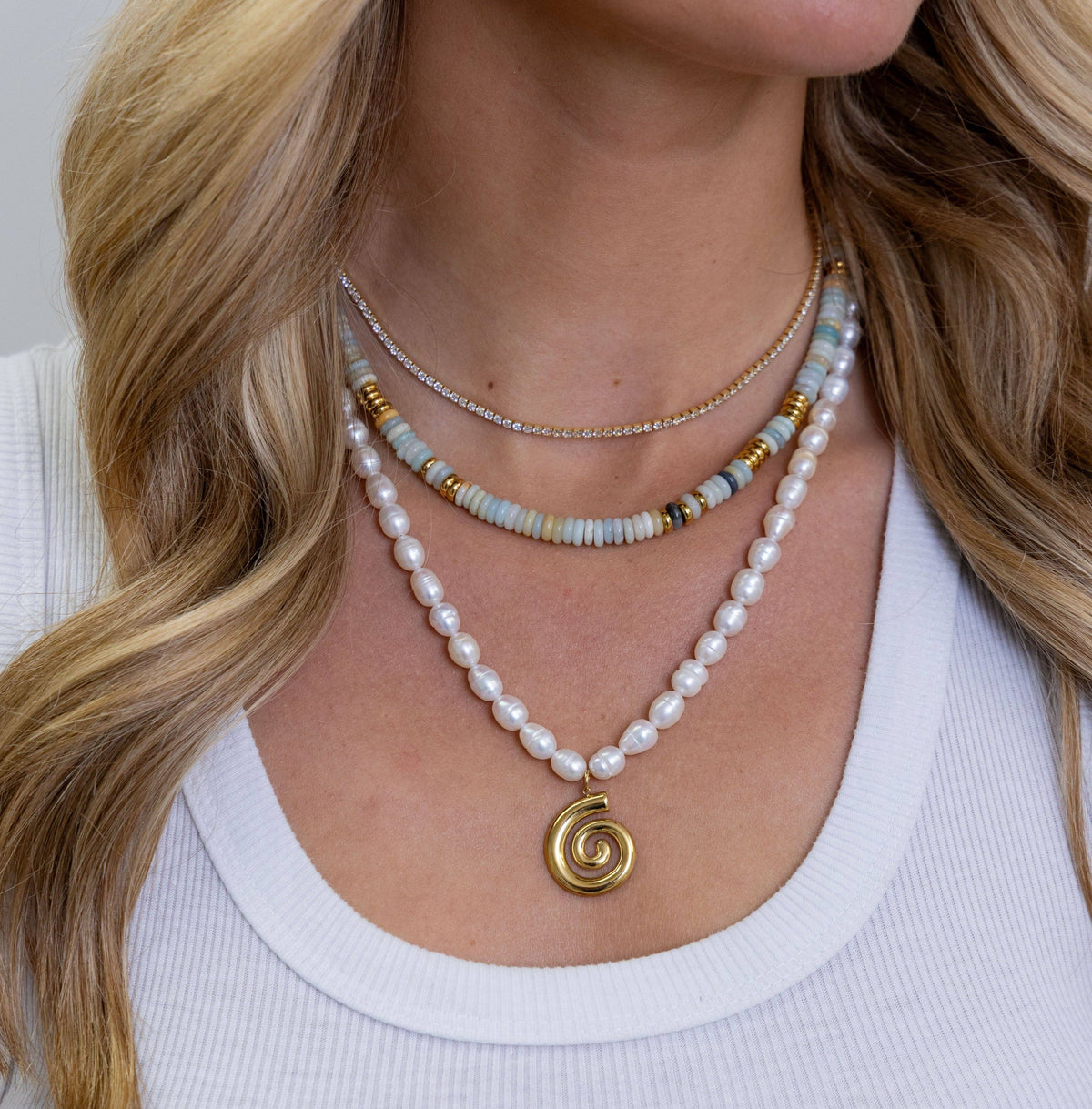 Amazonite Beaded Necklace-Sahira Jewelry Design