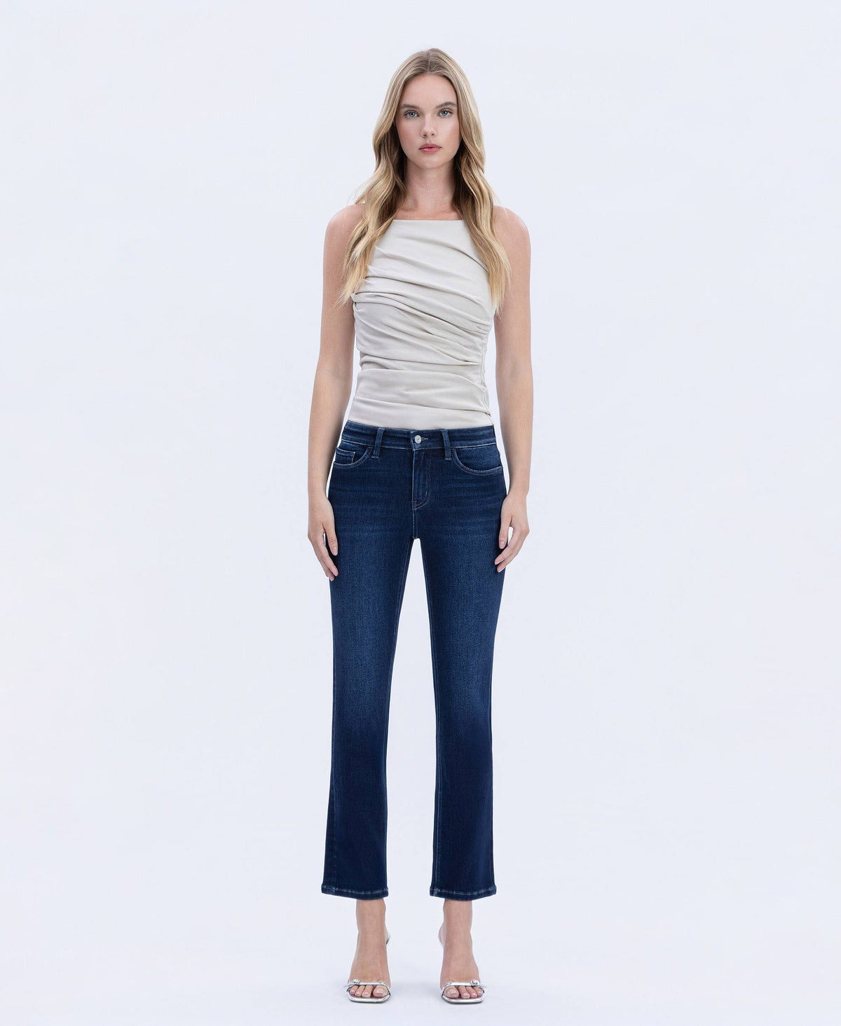 Mid Rise Ankle Slim Straight Jeans-Vervet T6998