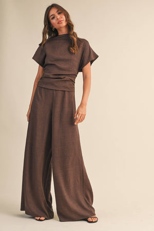 S/s Ruched Wide Leg Jumpsuit-Klesis - IJP3104