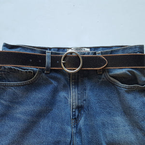 Vintage Leather belt with distress burnish edge-Axesoria West