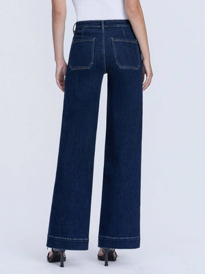 High Rise Front Welt Pocket Wide Leg Jean-Vervet T7206