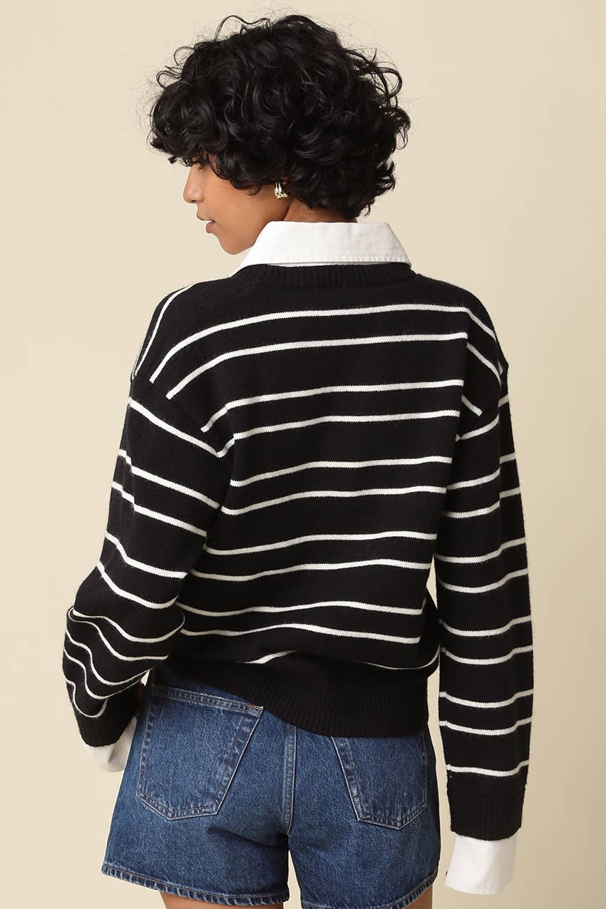 Kaley Stripe Rugby -Olivaceous