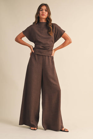S/s Ruched Wide Leg Jumpsuit-Klesis - IJP3104