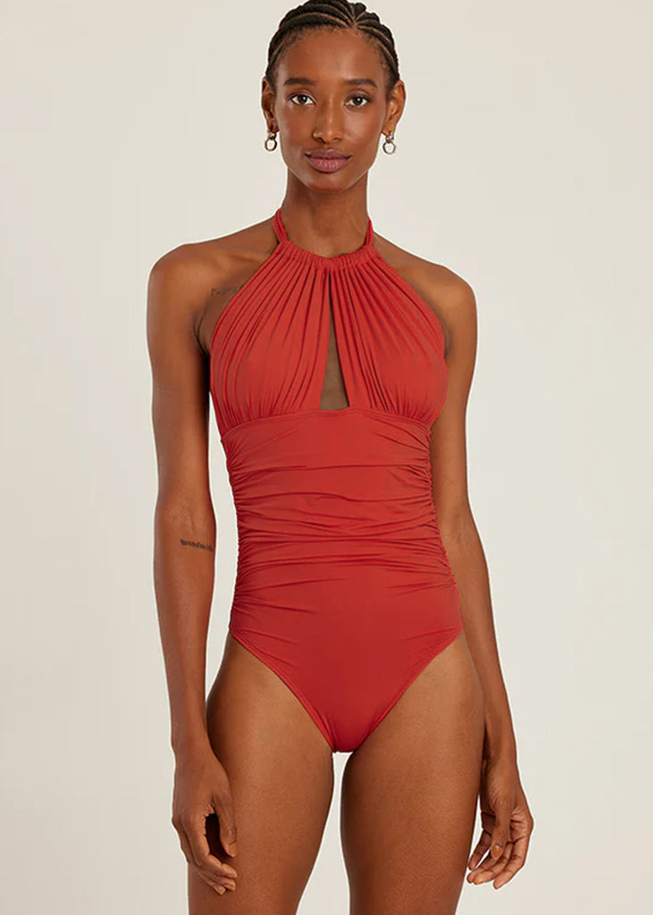 Ruched Halter One Piece in Paprika - Lenny Niemeyer - Londo