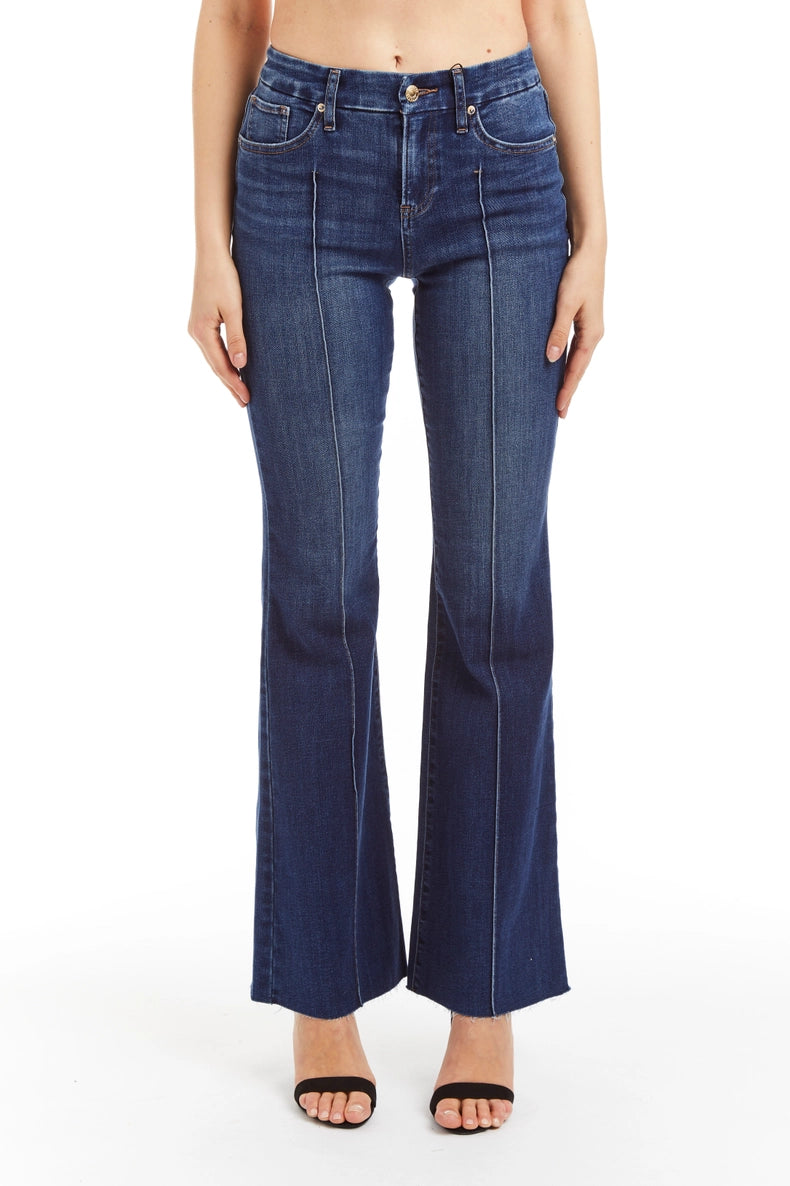 Mid Rise 70's Pintuck Flare in Vintage Wash - Tractr Jeans