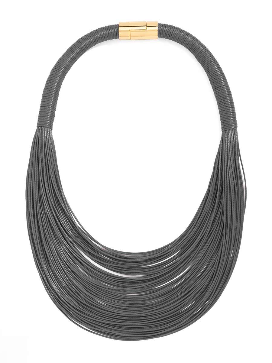 Layered Leather Rope Collar Necklace-Zenzii N2759