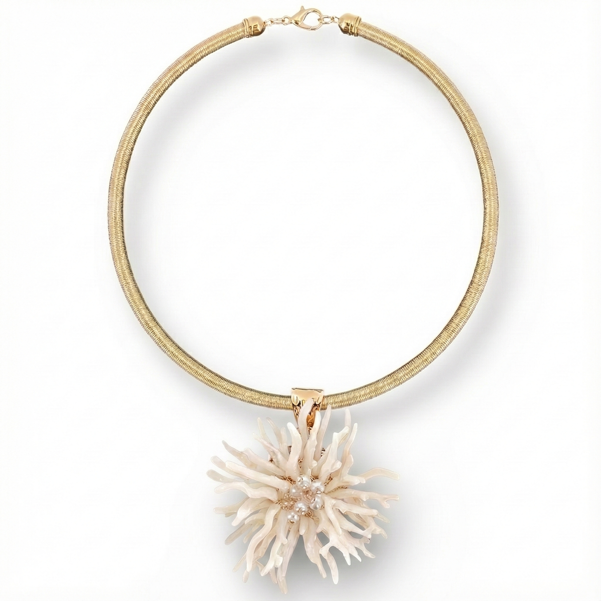 Coral Flower Collar Necklace-Bijoux Envie