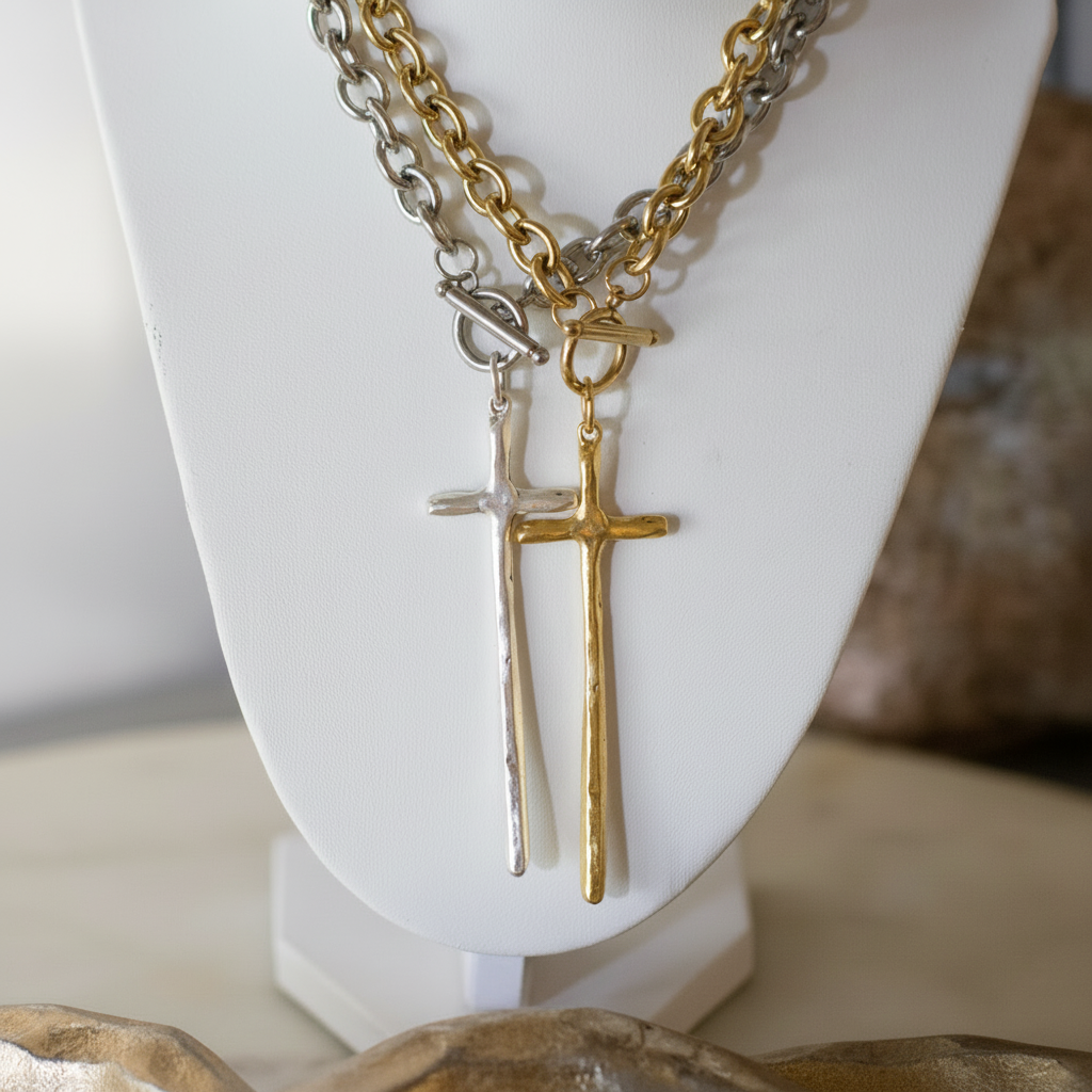 Elongated Cross Toggle Necklace - Deep South Originals