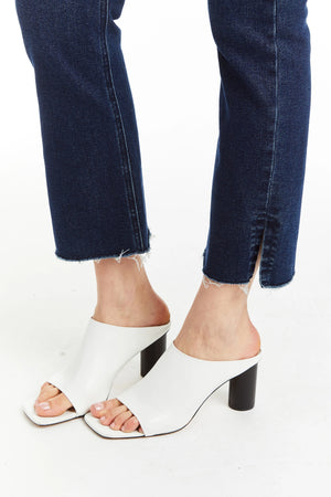 High Rise Ankle Crop with Frayed Slit Hem - Tractr Jeans