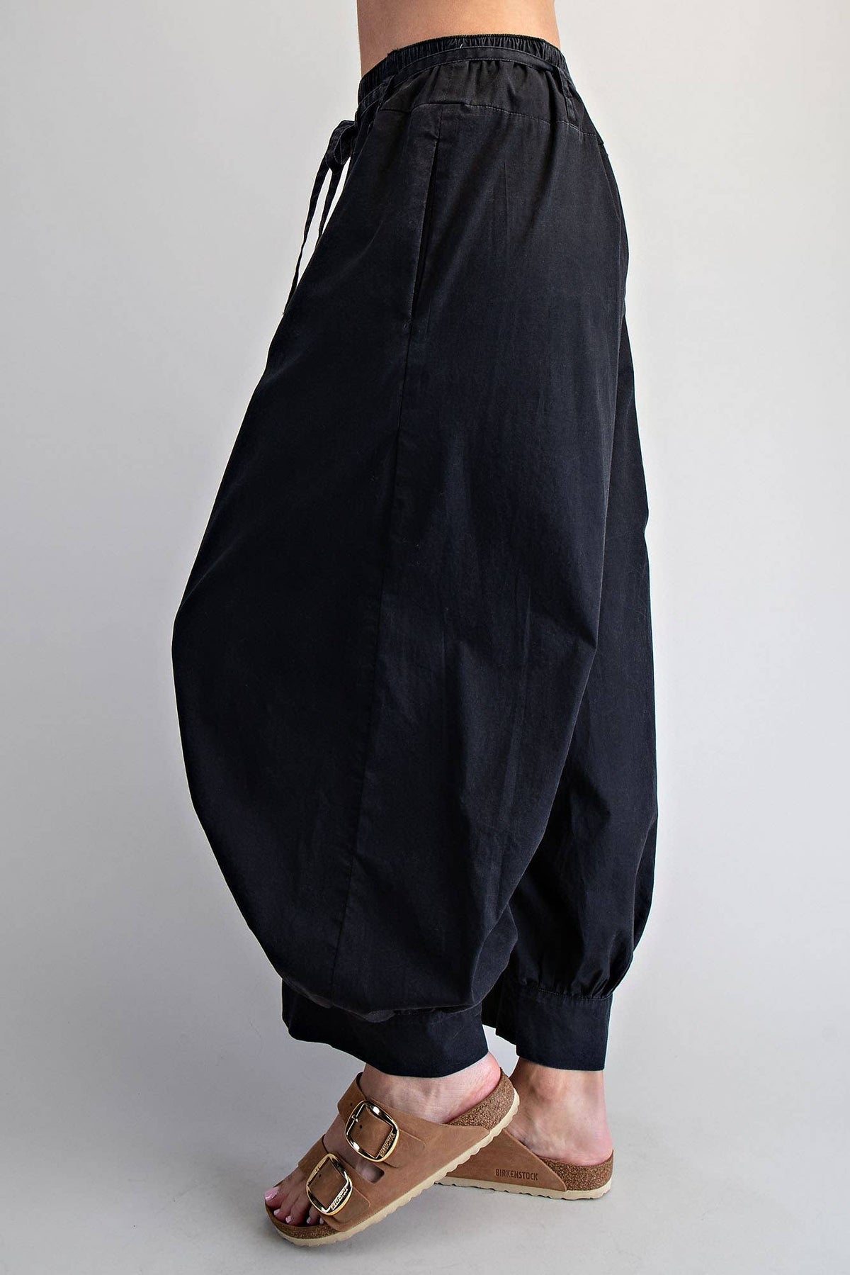 SOLID TIE WAIST BALLOON PANTS-Peace Love Line PM3108
