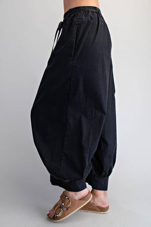 SOLID TIE WAIST BALLOON PANTS-Peace Love Line PM3108