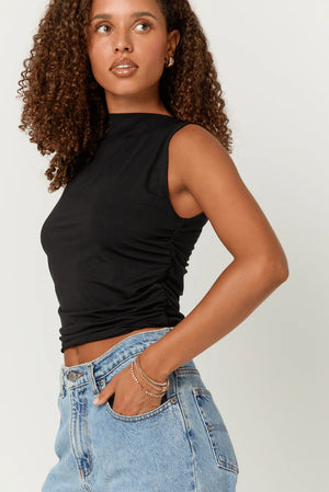 Wyatt Ruched Side Tank in Black - Project Social T