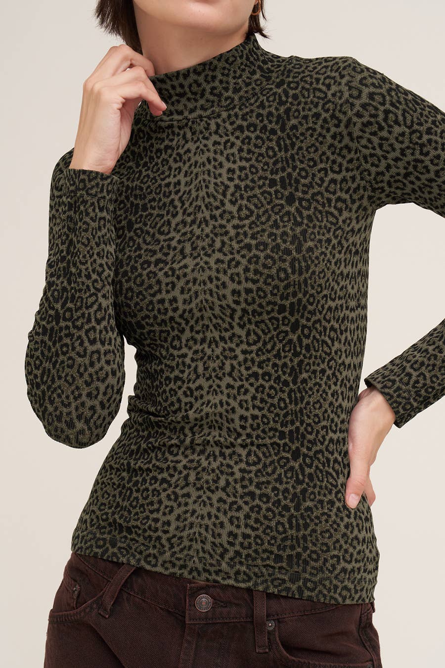 Leopard Mock Neck LS Top NIKIBIKI  NS8521