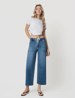 Hi Rise Super soft drawstring baggy wide jean-Vervet V3870