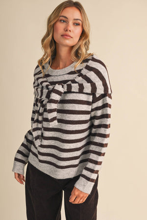 STRIPED SWEATER WITH SCARF SET-  Klesis - IT4895