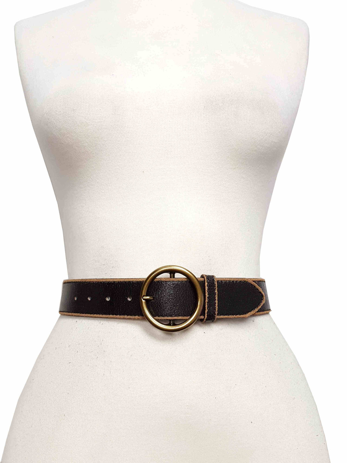 Vintage Leather belt with distress burnish edge-Axesoria West