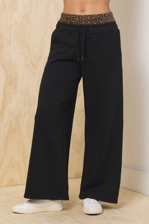 Sweatpant in Black/Leopard - Vintage Havana