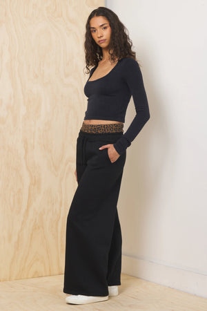 Sweatpant in Black/Leopard - Vintage Havana