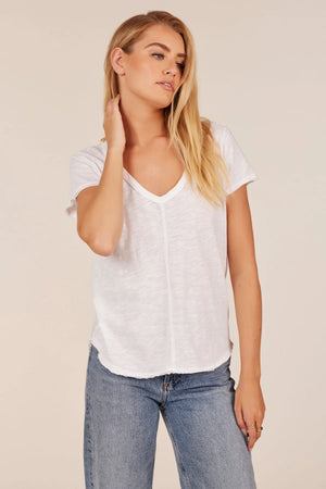 Center Seam Short Sleeve Tee in White - Bobi