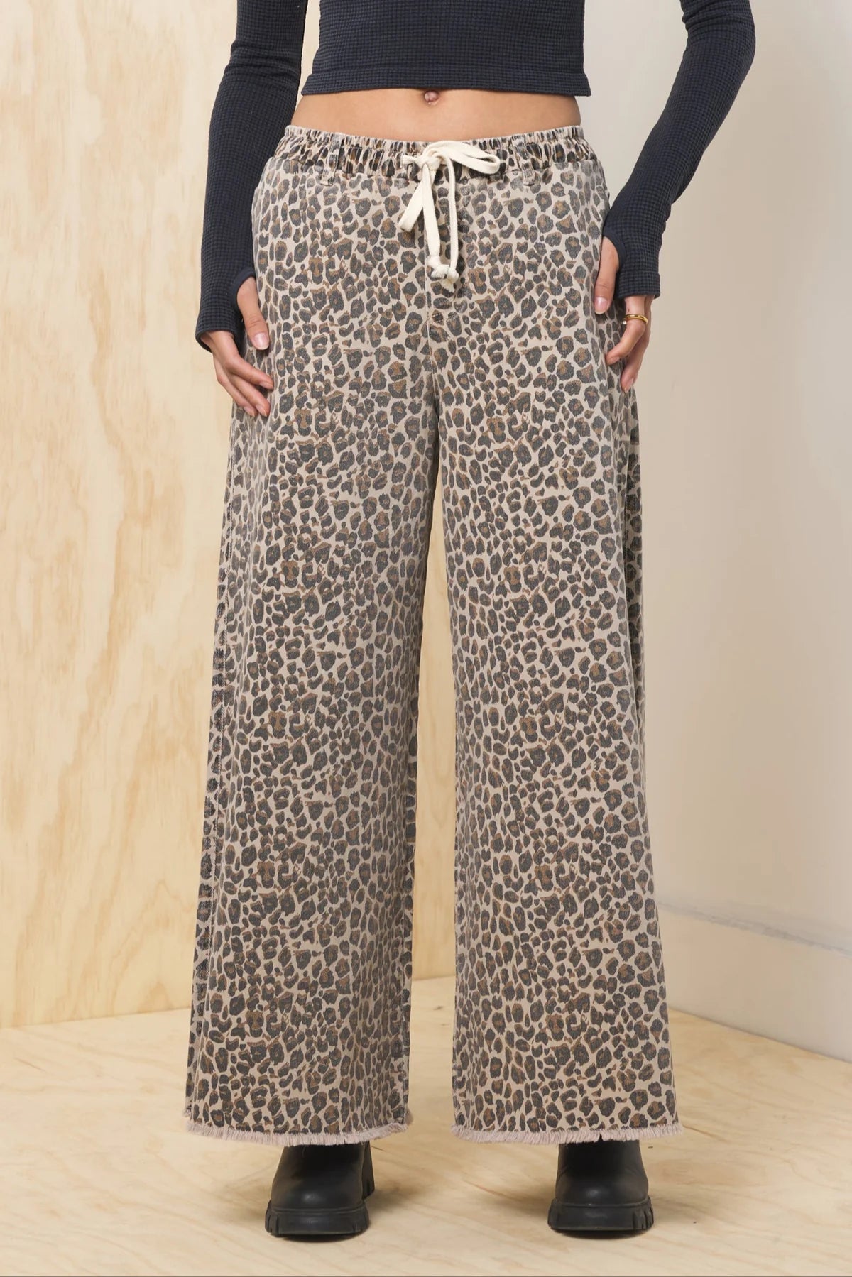 Stretch Denim in Leopard - Vintage Havana