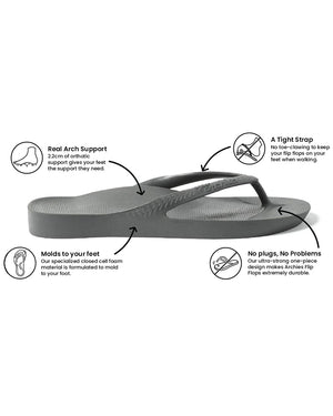 Archies Charcoal High Arch Flip Flop