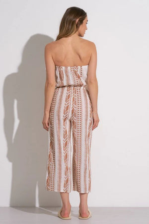 Strapless Crop Jumpsuit in Beige - Elan